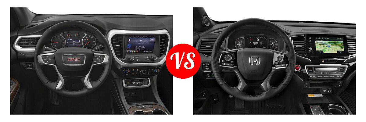 2022 GMC Acadia SUV AT4 / SLE / SLT vs. 2022 Honda Passport SUV Elite - Dashboard Comparison