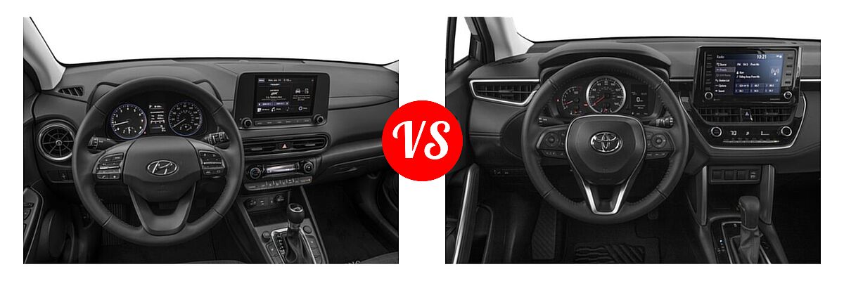 2022 Hyundai Kona SUV SEL vs. 2022 Toyota Corolla Cross SUV LE - Dashboard Comparison