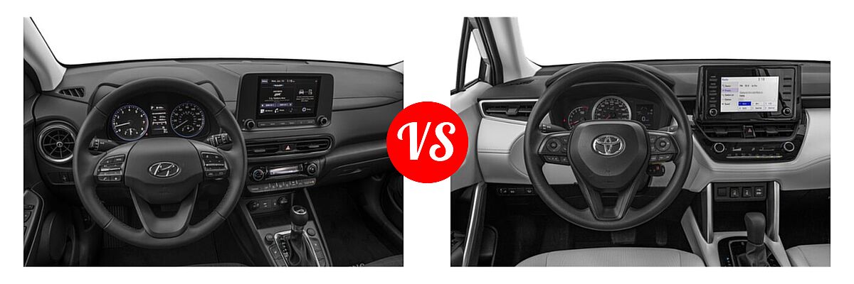 2022 Hyundai Kona SUV SEL vs. 2022 Toyota Corolla Cross SUV L / XLE - Dashboard Comparison