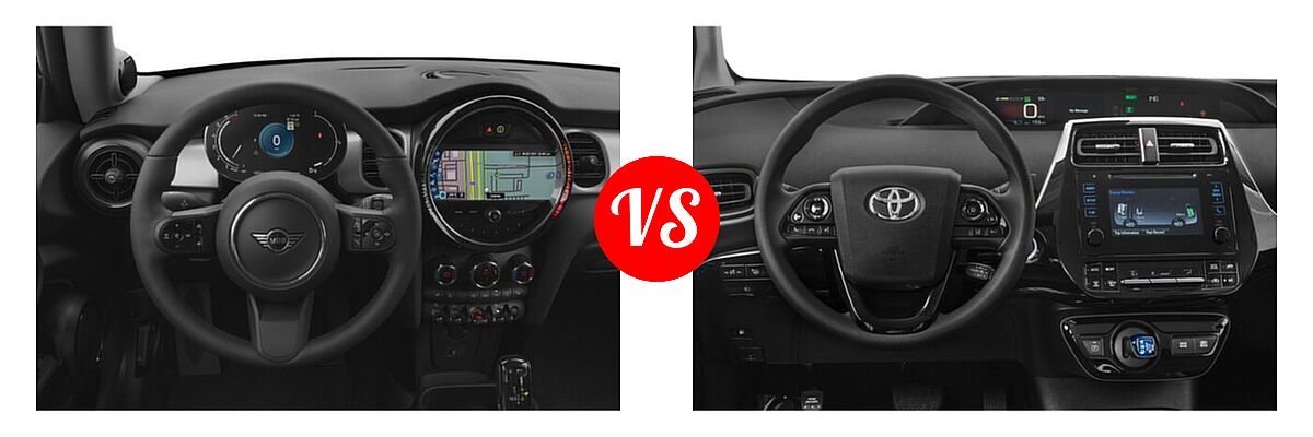 2022 MINI Hardtop 2 Door Hatchback Cooper / Cooper S / Oxford Edition vs. 2022 Toyota Prius Hatchback Hybrid L Eco / LE / XLE - Dashboard Comparison