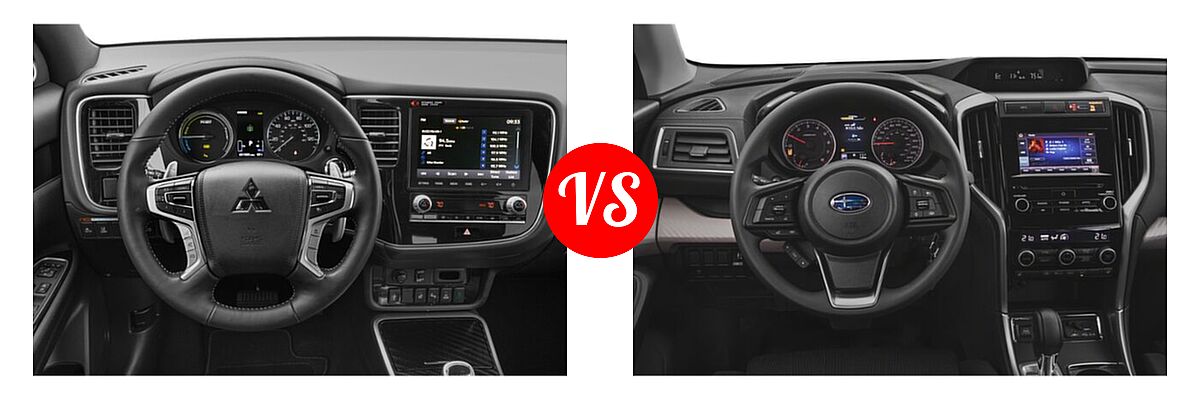 2022 Mitsubishi Outlander PHEV SUV PHEV LE vs. 2022 Subaru Ascent SUV 8-Passenger - Dashboard Comparison