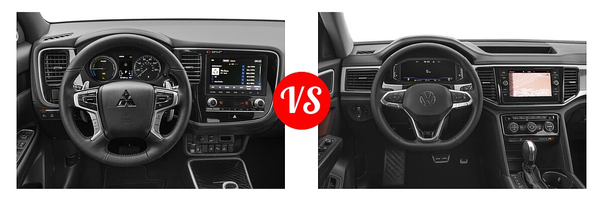 2022 Mitsubishi Outlander PHEV SUV PHEV LE vs. 2022 Volkswagen Atlas SUV 3.6L V6 SEL R-Line - Dashboard Comparison