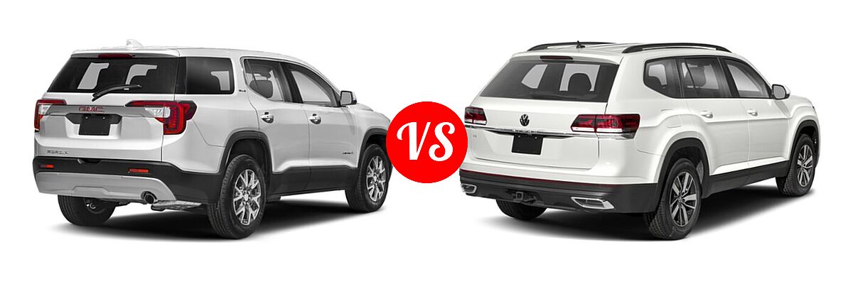 2022 GMC Acadia SUV AT4 / SLE / SLT vs. 2022 Volkswagen Atlas SUV 2.0T SE / 2.0T SE w/Technology / 3.6L V6 SE w/Technology - Rear Right Comparison