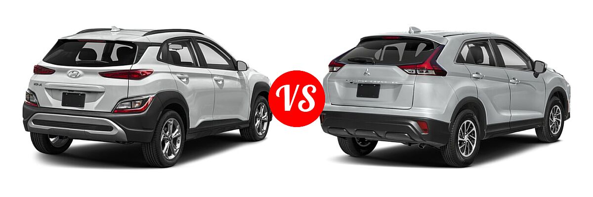 2022 Hyundai Kona SUV SEL vs. 2022 Mitsubishi Eclipse Cross SUV ES / LE / SE / SEL - Rear Right Comparison