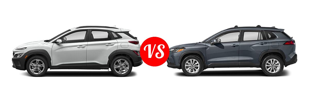 2022 Hyundai Kona SUV SEL vs. 2022 Toyota Corolla Cross SUV LE - Side Comparison