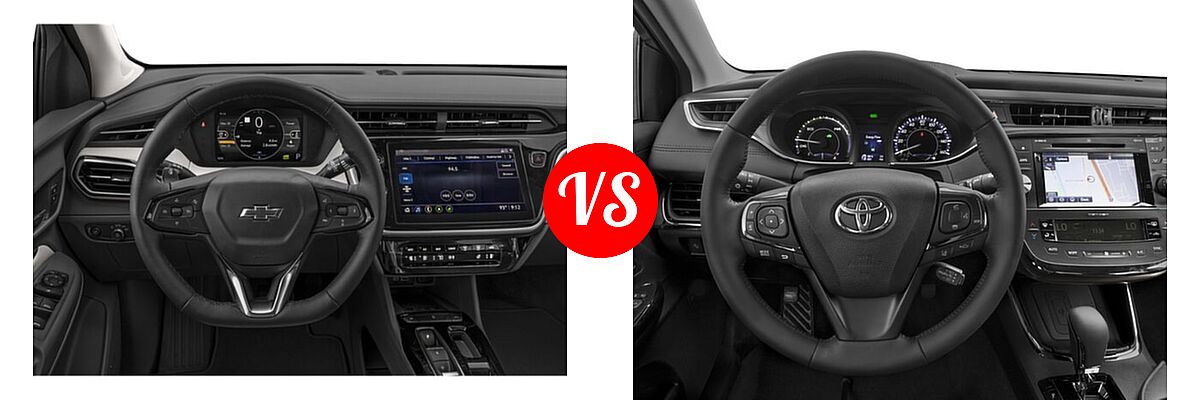 2022 Chevrolet Bolt EUV SUV Electric Premier vs. 2018 Toyota Avalon Hybrid Sedan Hybrid Limited - Dashboard Comparison