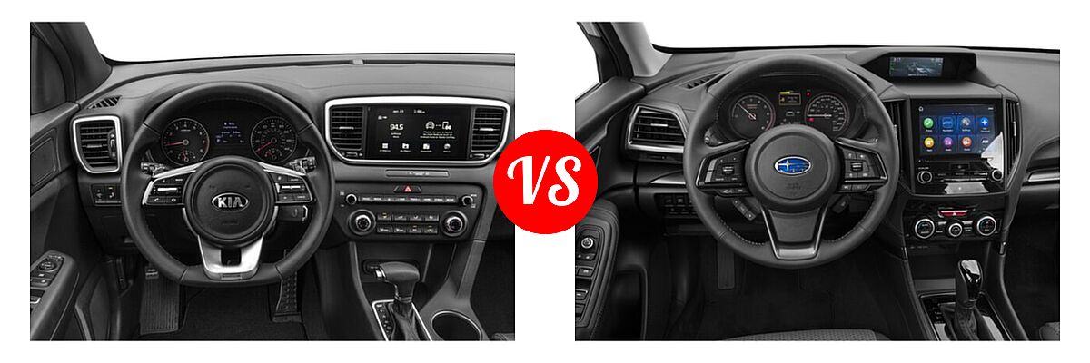 2022 Kia Sportage SUV Nightfall vs. 2022 Subaru Forester SUV Sport - Dashboard Comparison