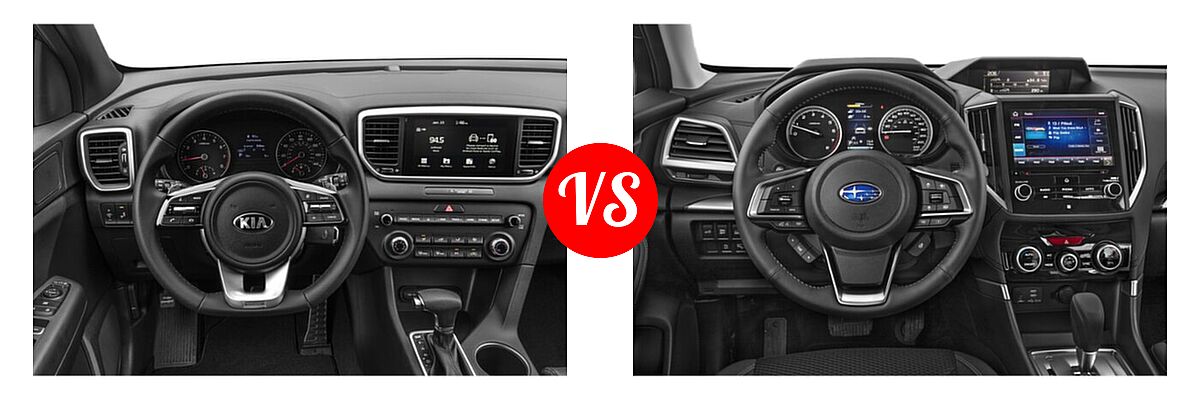 2022 Kia Sportage SUV Nightfall vs. 2022 Subaru Forester SUV Touring - Dashboard Comparison