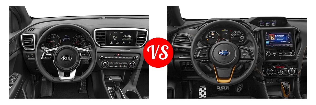 2022 Kia Sportage SUV Nightfall vs. 2022 Subaru Forester SUV Wilderness - Dashboard Comparison