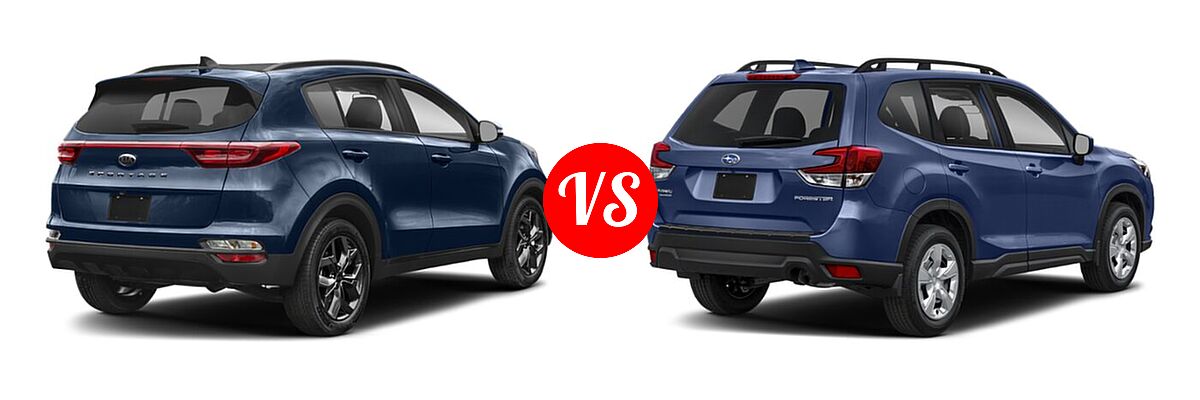 2022 Kia Sportage SUV Nightfall vs. 2022 Subaru Forester SUV CVT - Rear Right Comparison