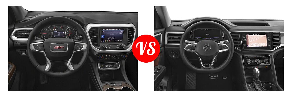 2022 GMC Acadia SUV Denali vs. 2022 Volkswagen Atlas SUV 3.6L V6 SEL R-Line - Dashboard Comparison