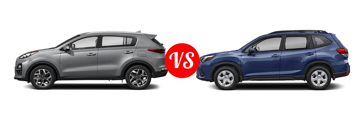 2022 Kia Sportage SUV EX vs. 2022 Subaru Forester SUV CVT - Side Comparison