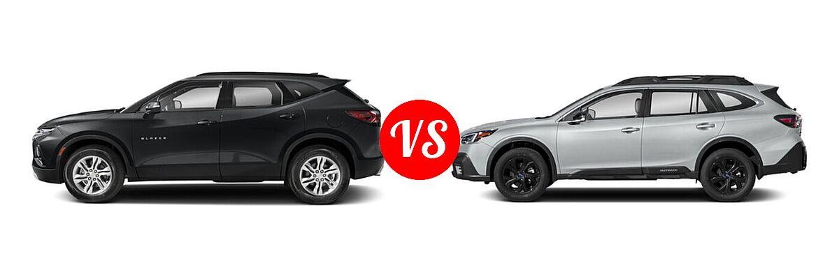 2022 Chevrolet Blazer SUV LT / Premier / RS vs. 2022 Subaru Outback SUV Onyx Edition XT - Side Comparison