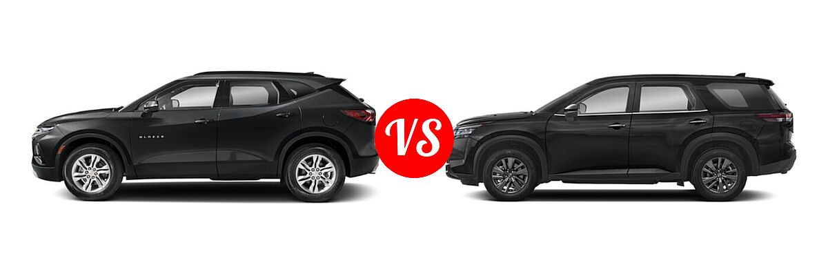 2022 Chevrolet Blazer SUV LT / Premier / RS vs. 2022 Nissan Pathfinder SUV S - Side Comparison