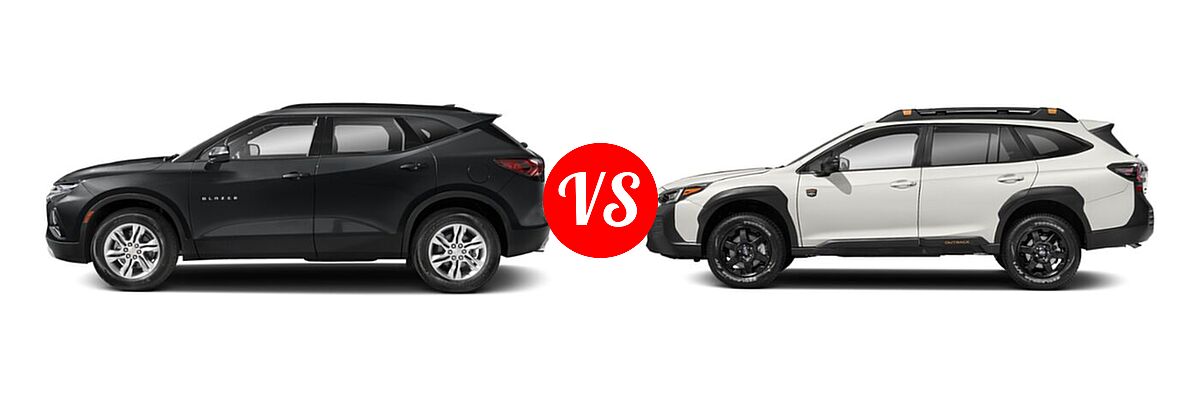 2022 Chevrolet Blazer SUV LT / Premier / RS vs. 2022 Subaru Outback SUV Wilderness - Side Comparison