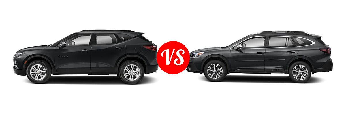 2022 Chevrolet Blazer SUV LT / Premier / RS vs. 2022 Subaru Outback SUV Touring - Side Comparison