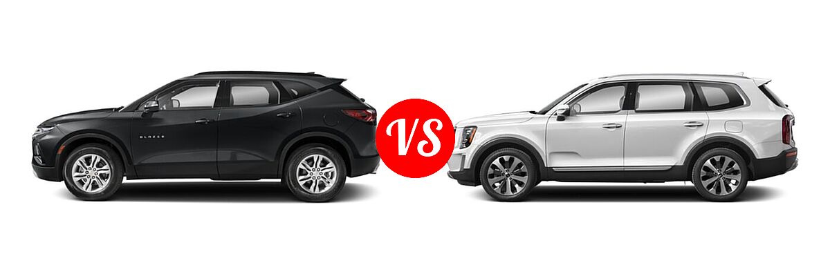 2022 Chevrolet Blazer SUV LT / Premier / RS vs. 2022 Kia Telluride SUV S - Side Comparison