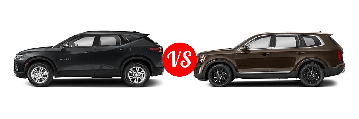2022 Chevrolet Blazer SUV LT / Premier / RS vs. 2022 Kia Telluride SUV SX - Side Comparison