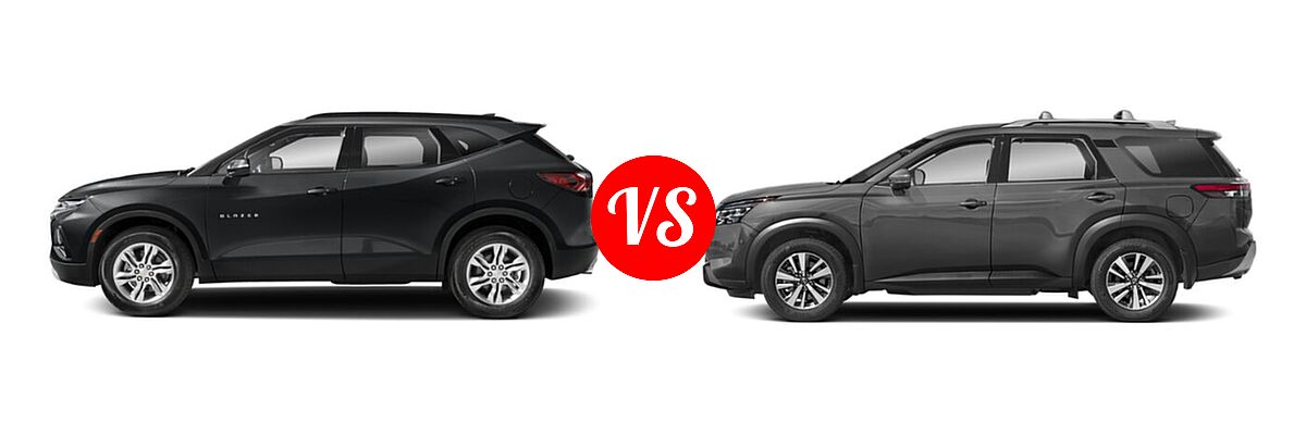 2022 Chevrolet Blazer SUV LT / Premier / RS vs. 2022 Nissan Pathfinder SUV SL - Side Comparison