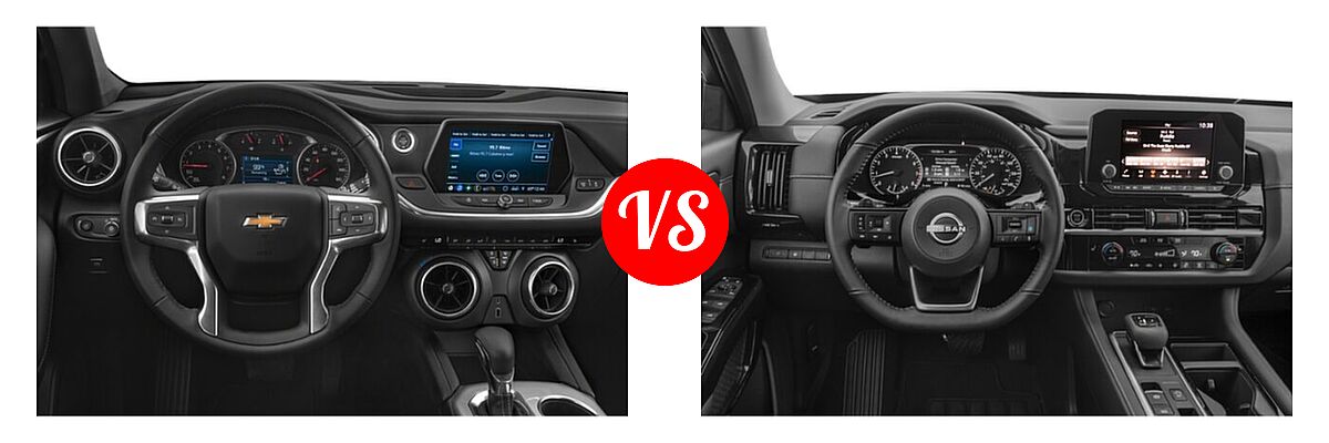 2022 Chevrolet Blazer SUV LT / Premier / RS vs. 2022 Nissan Pathfinder SUV SV - Dashboard Comparison