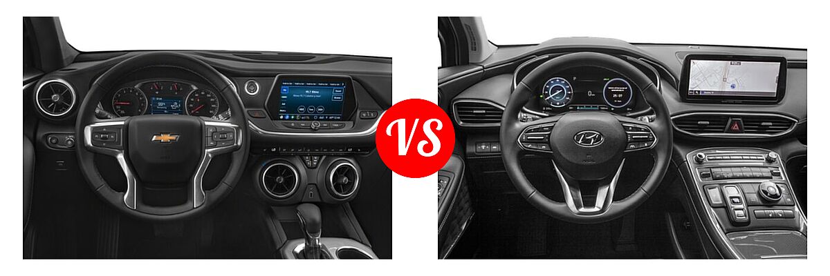 2022 Chevrolet Blazer SUV LT / Premier / RS vs. 2022 Hyundai Santa Fe SUV Hybrid SEL Premium - Dashboard Comparison