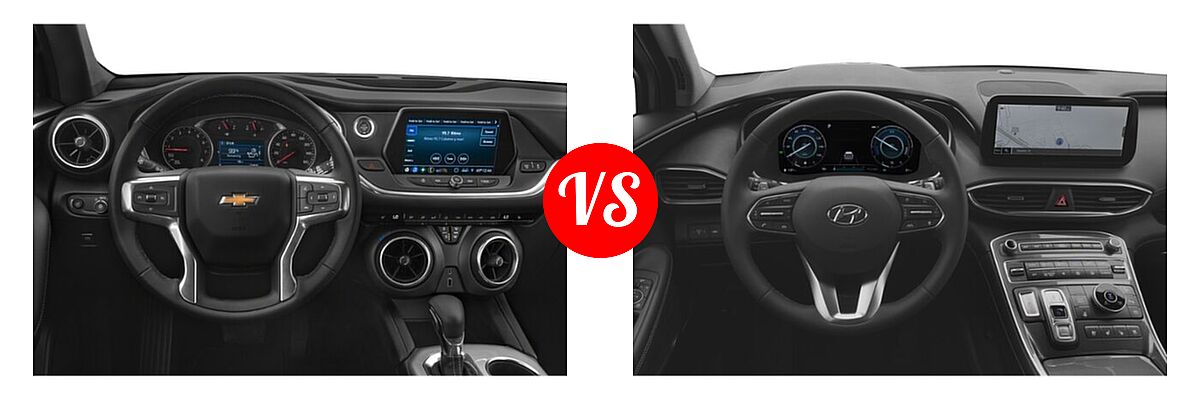 2022 Chevrolet Blazer SUV LT / Premier / RS vs. 2022 Hyundai Santa Fe SUV Hybrid Limited - Dashboard Comparison