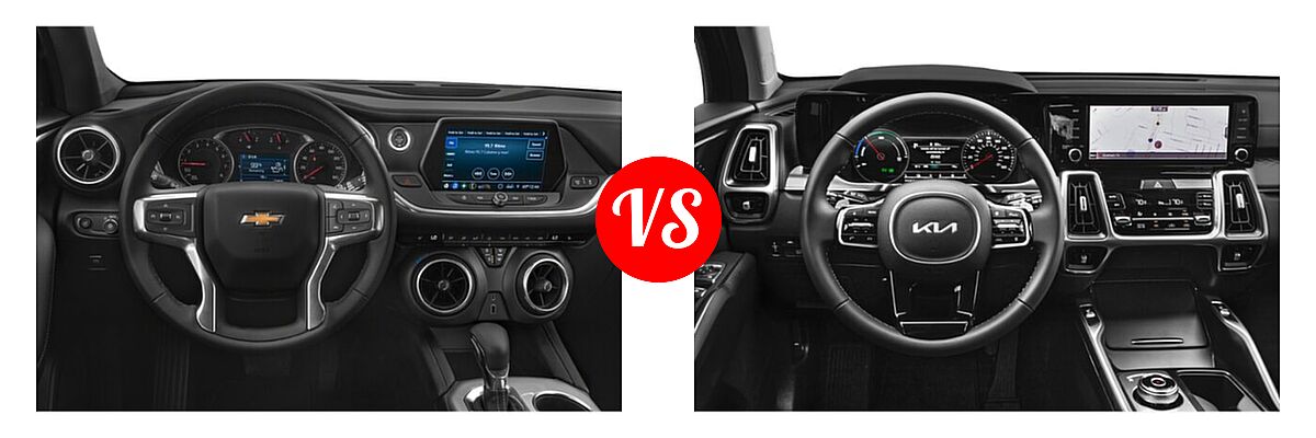 2022 Chevrolet Blazer SUV LT / Premier / RS vs. 2022 Kia Sorento SUV Hybrid EX - Dashboard Comparison