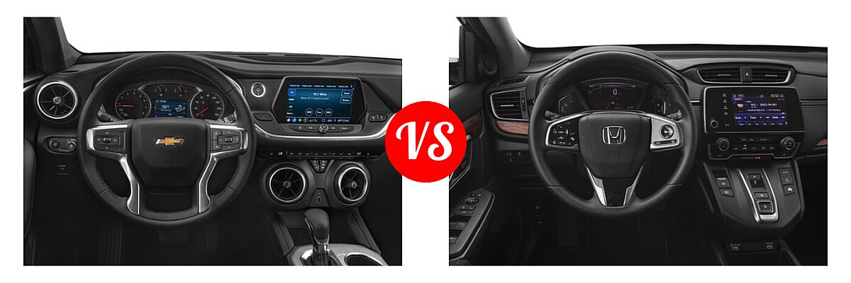 2022 Chevrolet Blazer SUV LT / Premier / RS vs. 2022 Honda CR-V SUV Hybrid EX - Dashboard Comparison
