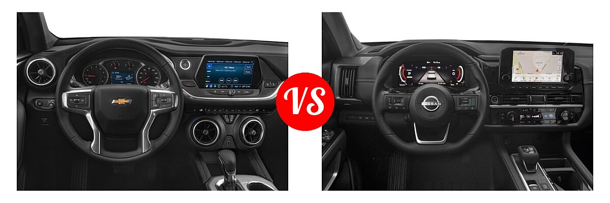 2022 Chevrolet Blazer SUV LT / Premier / RS vs. 2022 Nissan Pathfinder SUV Platinum - Dashboard Comparison