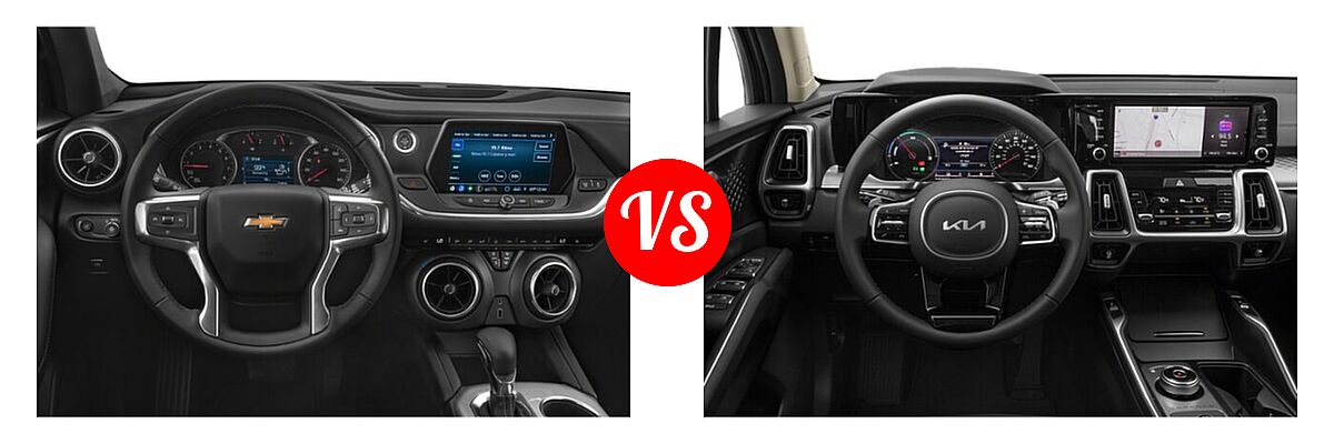 2022 Chevrolet Blazer SUV LT / Premier / RS vs. 2022 Kia Sorento SUV Hybrid S - Dashboard Comparison