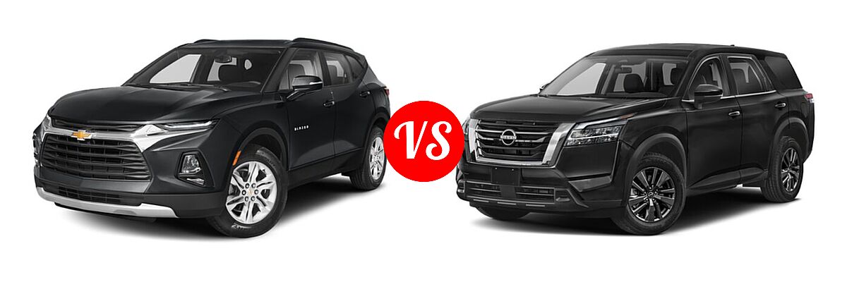 2022 Chevrolet Blazer SUV LT / Premier / RS vs. 2022 Nissan Pathfinder SUV S - Front Left Comparison