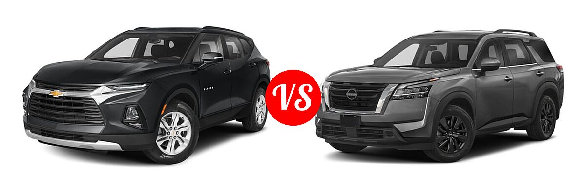 2022 Chevrolet Blazer SUV LT / Premier / RS vs. 2022 Nissan Pathfinder SUV SV - Front Left Comparison