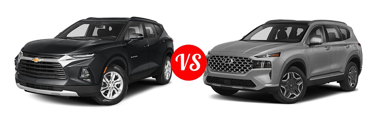 2022 Chevrolet Blazer SUV LT / Premier / RS vs. 2022 Hyundai Santa Fe SUV Hybrid Limited - Front Left Comparison