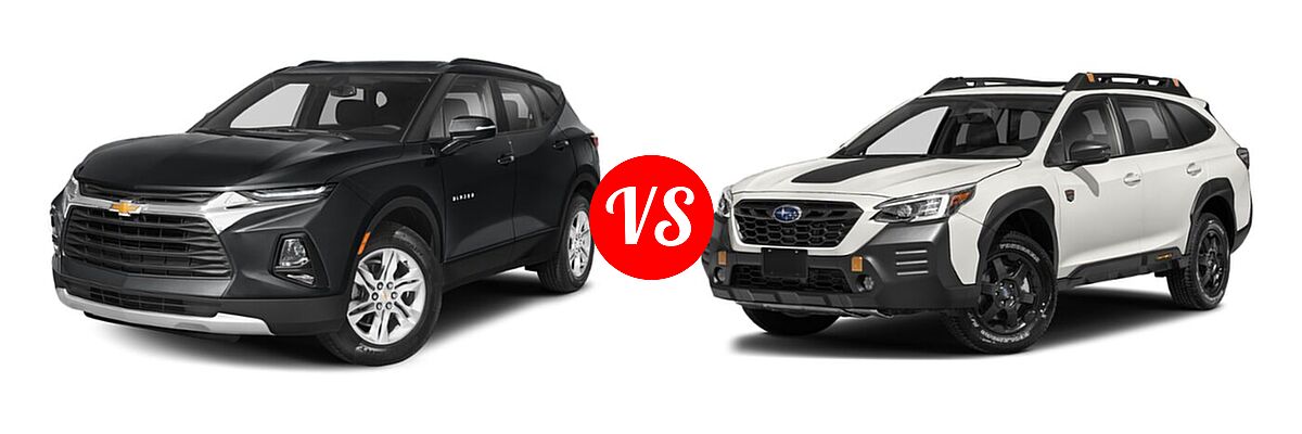 2022 Chevrolet Blazer SUV LT / Premier / RS vs. 2022 Subaru Outback SUV Wilderness - Front Left Comparison