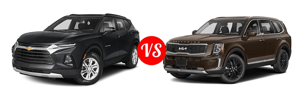 2022 Chevrolet Blazer SUV LT / Premier / RS vs. 2022 Kia Telluride SUV SX - Front Left Comparison
