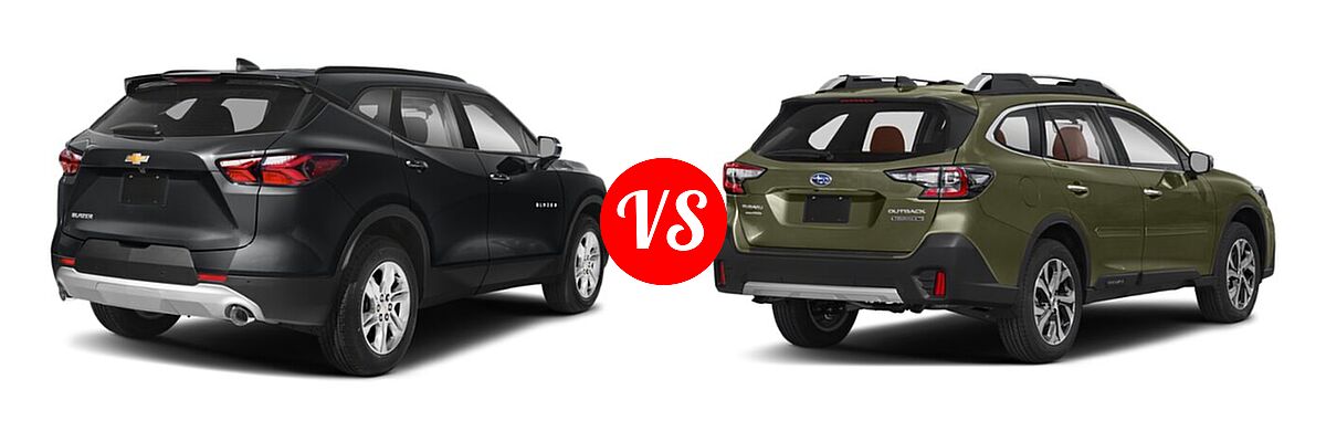 2022 Chevrolet Blazer SUV LT / Premier / RS vs. 2022 Subaru Outback SUV Touring XT - Rear Right Comparison