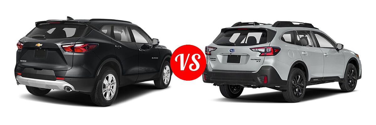 2022 Chevrolet Blazer SUV LT / Premier / RS vs. 2022 Subaru Outback SUV Onyx Edition XT - Rear Right Comparison