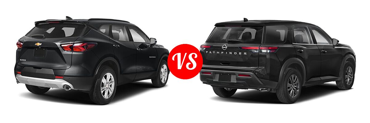 2022 Chevrolet Blazer SUV LT / Premier / RS vs. 2022 Nissan Pathfinder SUV S - Rear Right Comparison