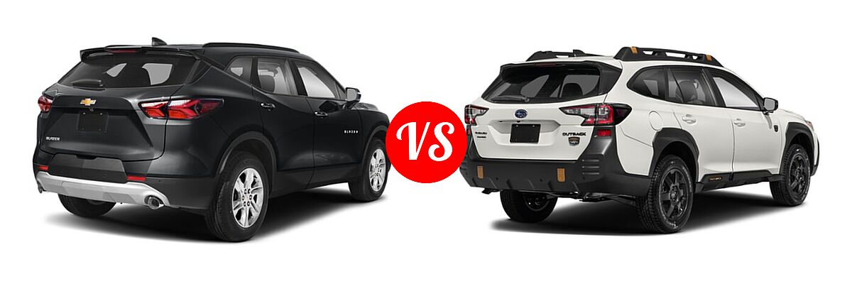 2022 Chevrolet Blazer SUV LT / Premier / RS vs. 2022 Subaru Outback SUV Wilderness - Rear Right Comparison