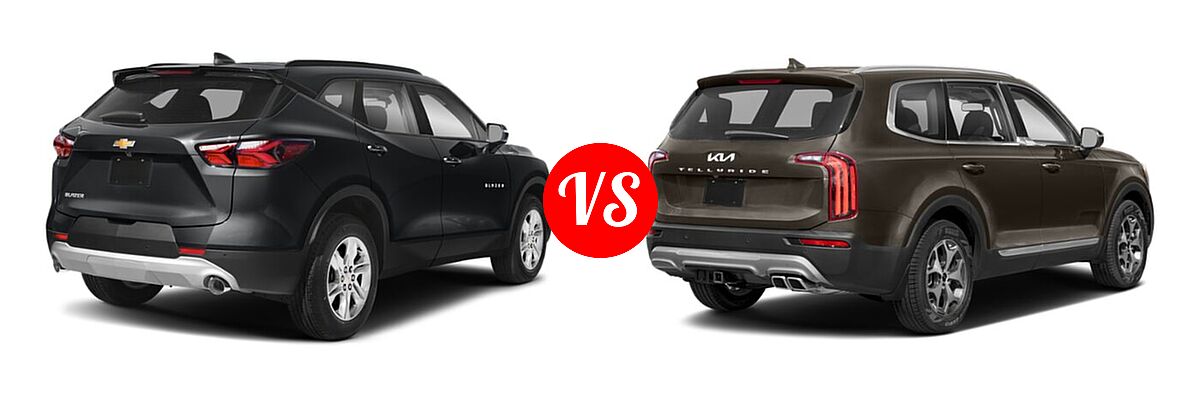 2022 Chevrolet Blazer SUV LT / Premier / RS vs. 2022 Kia Telluride SUV LX - Rear Right Comparison