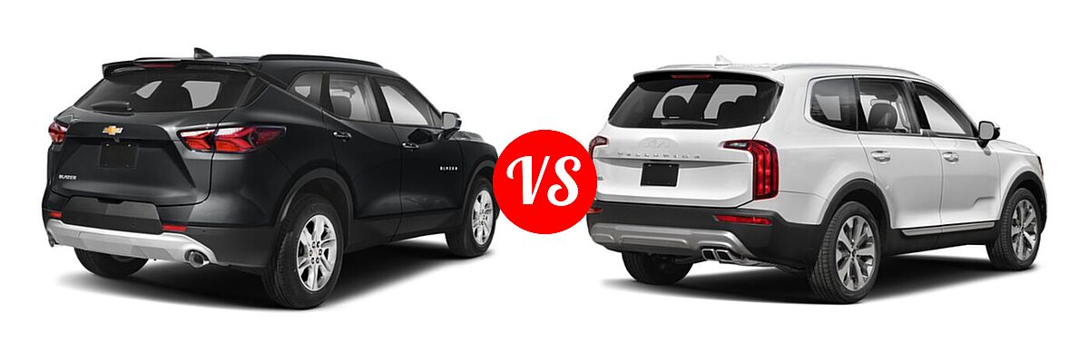 2022 Chevrolet Blazer SUV LT / Premier / RS vs. 2022 Kia Telluride SUV S - Rear Right Comparison