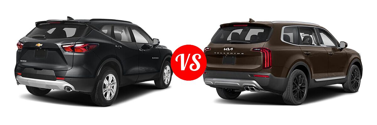 2022 Chevrolet Blazer SUV LT / Premier / RS vs. 2022 Kia Telluride SUV SX - Rear Right Comparison