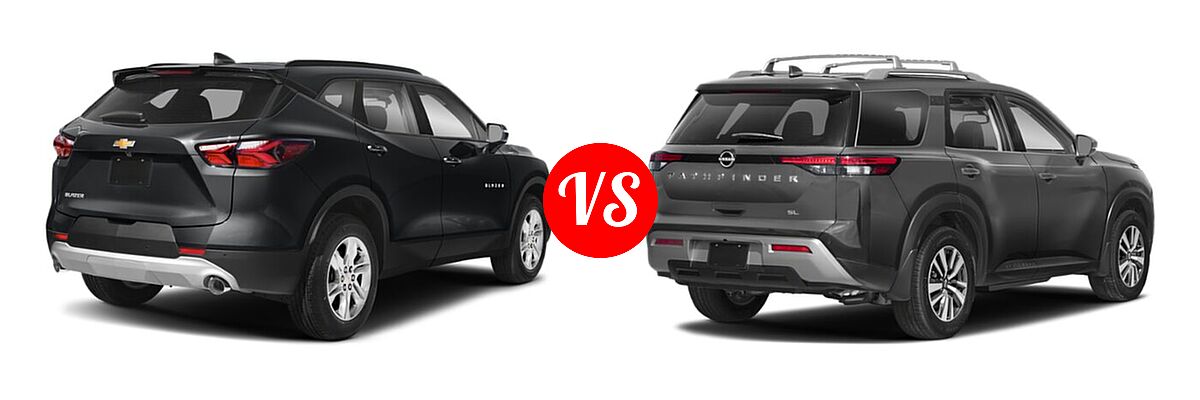 2022 Chevrolet Blazer SUV LT / Premier / RS vs. 2022 Nissan Pathfinder SUV SL - Rear Right Comparison