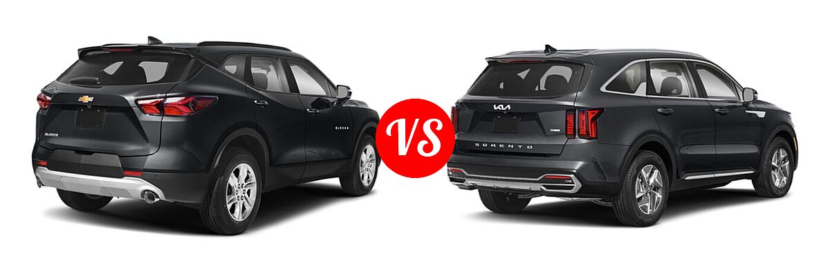 2022 Chevrolet Blazer SUV LT / Premier / RS vs. 2022 Kia Sorento SUV Hybrid S - Rear Right Comparison