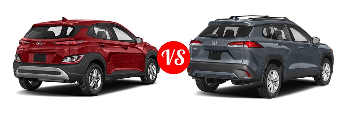 2022 Hyundai Kona SUV N Line / SE vs. 2022 Toyota Corolla Cross SUV LE - Rear Right Comparison