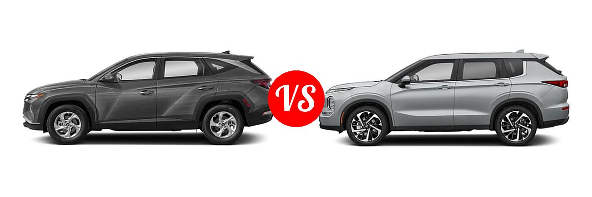 2022 Hyundai Tucson SUV N Line / SE / XRT vs. 2022 Mitsubishi Outlander SUV ES / SE / SE Launch Edition - Side Comparison