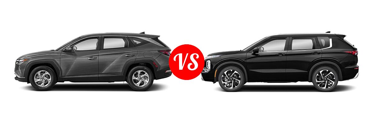 2022 Hyundai Tucson SUV N Line / SE / XRT vs. 2022 Mitsubishi Outlander SUV SEL / SEL Launch Edition - Side Comparison