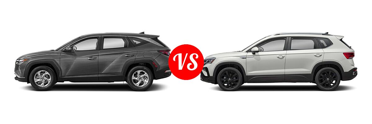 2022 Hyundai Tucson SUV N Line / SE / XRT vs. 2022 Volkswagen Taos SUV SEL - Side Comparison