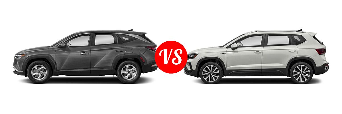 2022 Hyundai Tucson SUV N Line / SE / XRT vs. 2022 Volkswagen Taos SUV SE - Side Comparison