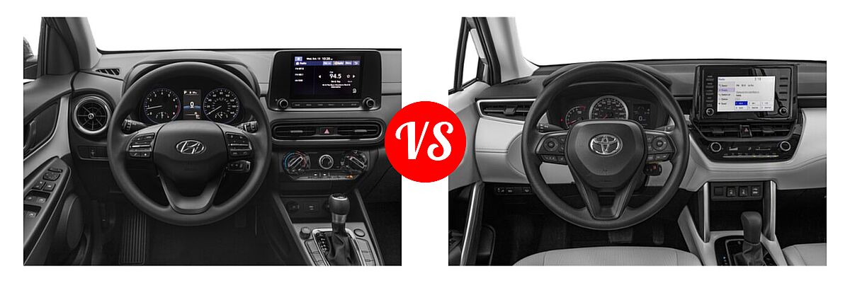 2022 Hyundai Kona SUV N Line / SE vs. 2022 Toyota Corolla Cross SUV L / XLE - Dashboard Comparison